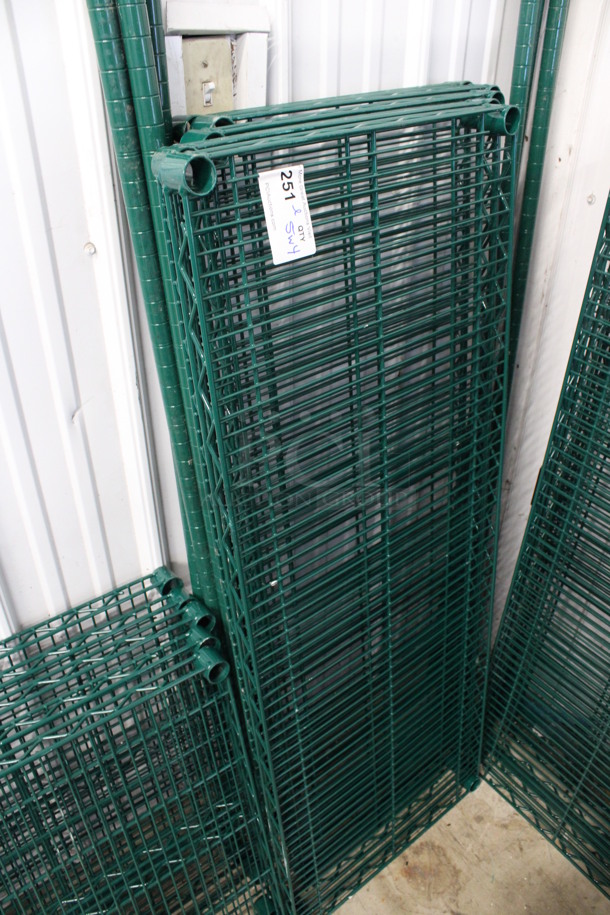 ALL ONE MONEY! Lot of 5 Green Finish Shelves and 4 Green Finish Poles! 48x18x1.5, 75" - Image 2 of 3