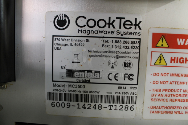 2014 CookTek MC3500 Stainless Steel Commercial Countertop Electric Powered Single Burner Induction Range. 120 Volts, 1 Phase. - Image 6 of 7