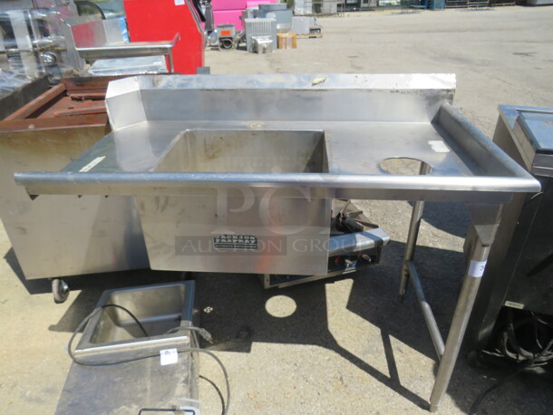 One Stainless Steel Dishwasher Table With Sink. 49X26X41