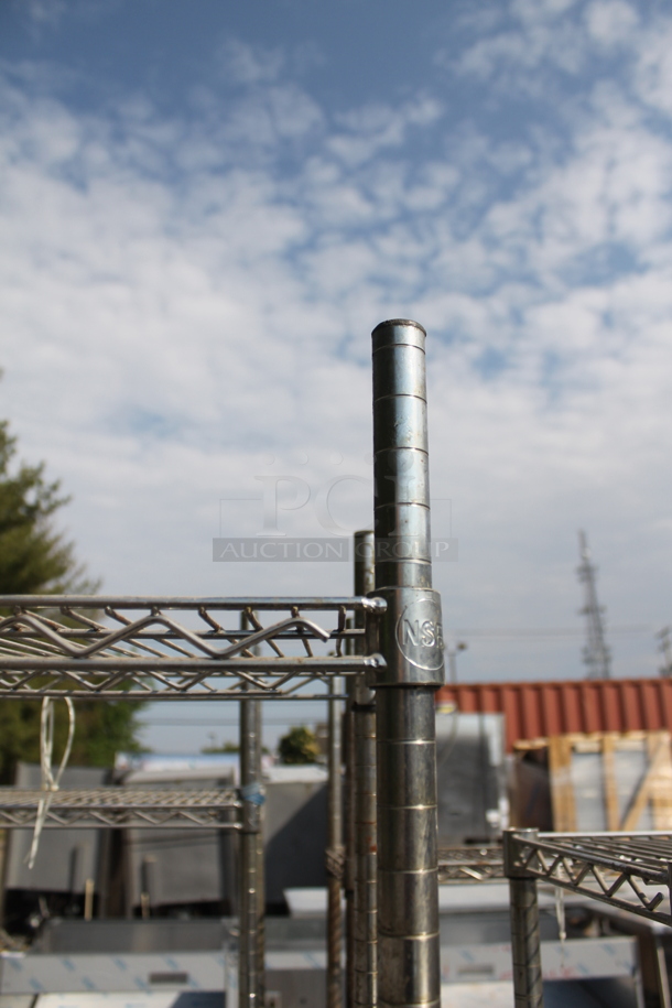 Chrome Finish 4 Tier Wire Shelving Unit. BUYER MUST DISMANTLE. PCI CANNOT DISMANTLE FOR SHIPPING. PLEASE CONSIDER FREIGHT CHARGES. - Image 3 of 4