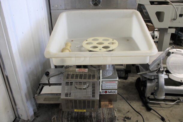 Patty-o-matic Model PS2000 Stainless Steel Commercial Countertop Patty Former w/ Tray. 115 Volts, 1 Phase. 33x34x29. Tested and Working!