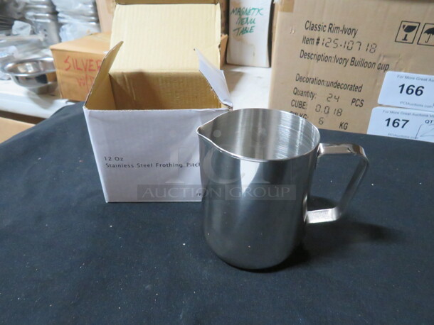 NEW Stainless Steel 12oz Frothing Pitcher. #FP-12. 5XBID - Image 1 of 1