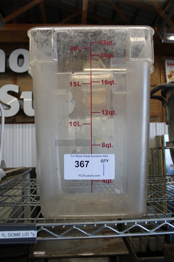 Clear Poly 22 Quart Container. 11x11x16