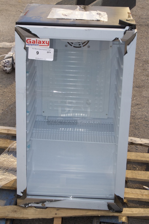 BRAND NEW SCRATCH & DENT! Galaxy CRG-4 Black Countertop Display Refrigerated Merchandiser - 3.5 cu ft. - hinges are broken and unit is dented - Image 4 of 4