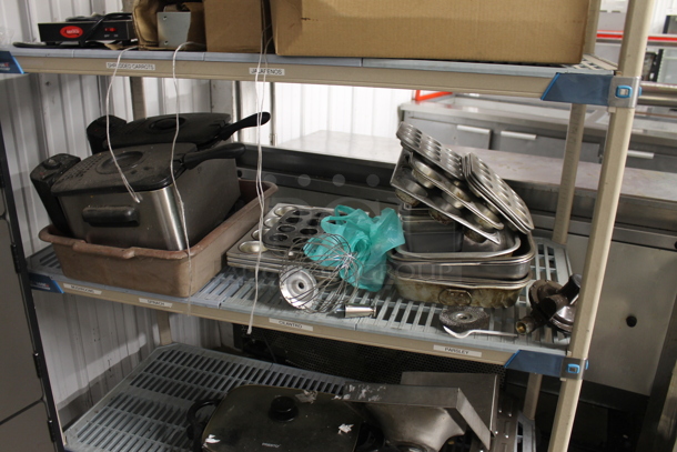 ALL ONE MONEY! Lot of 3 Tiers of Various Items Including Turbochef Kickplate, Baking Pans and Sink. Does Not Include Shelving Unit. - Image 3 of 5