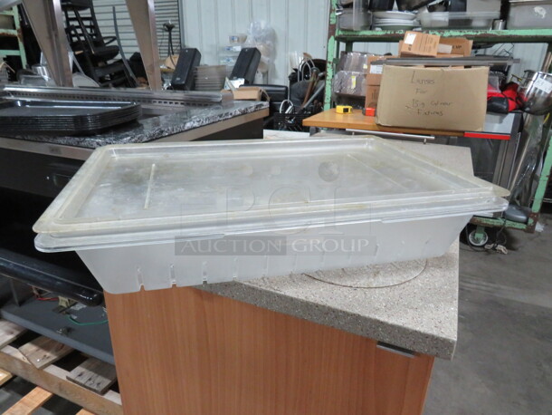 One Rubbermaid 6 Gallon Perforated Food Storage Container With Lid. - Image 1 of 1