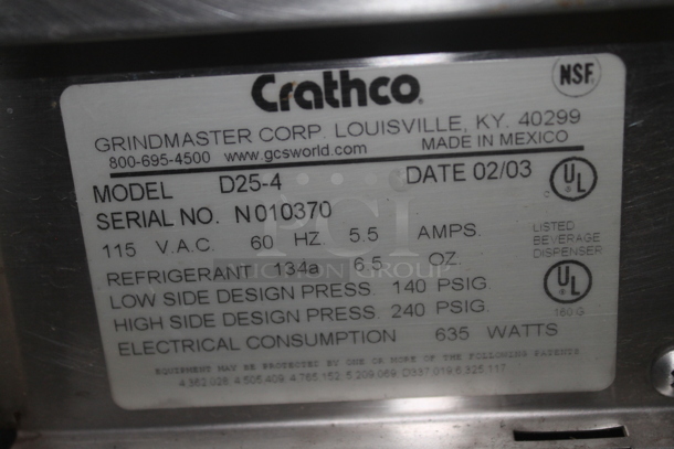 Crathco D25-4 Stainless Steel Commercial Countertop 2 Hopper Refrigerated Beverage Machine. 115 Volts, 1 Phase. Tested and Working! - Image 5 of 5