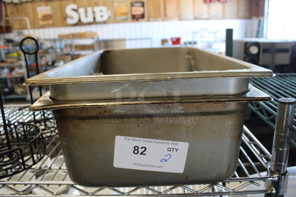 2 Stainless Steel Full Size Drop In Bins. 1/1x6. 2 Times Your Bid!