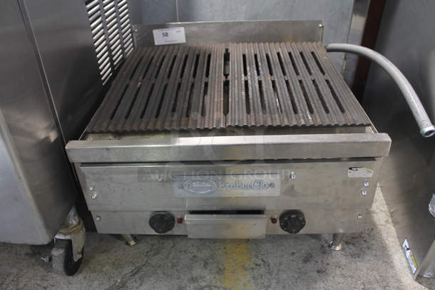 EmberGlo Commercial Stainless Steel Electric Powered Countertop Charbroiler on Galvanized Legs.