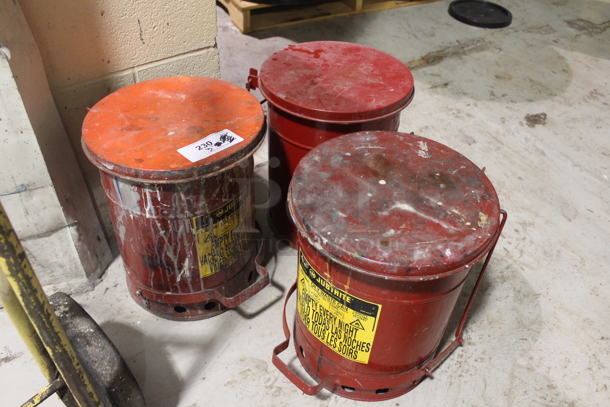 ALL ONE MONEY! Lot of 3 Red Metal Barrels.  - Image 2 of 3