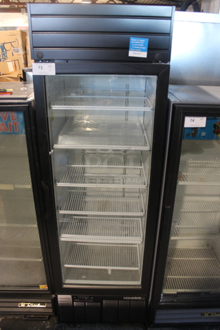 Habco SE18 Metal Commercial Single Door Reach In Cooler Merchandiser w/ Poly Coated Racks. 115 Volts, 1 Phase. Tested and Working!