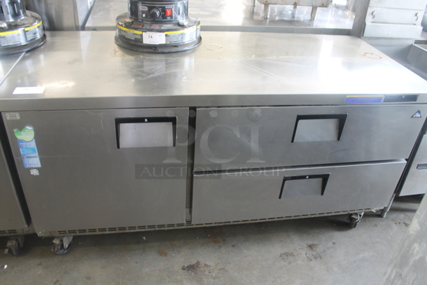 Everest ETBR3-D2 Stainless Steel Commercial 2 Drawer and 1 Door Chef Base on Commercial Casters. 115 Volts, 1 Phase. Tested and Working! - Image 1 of 8