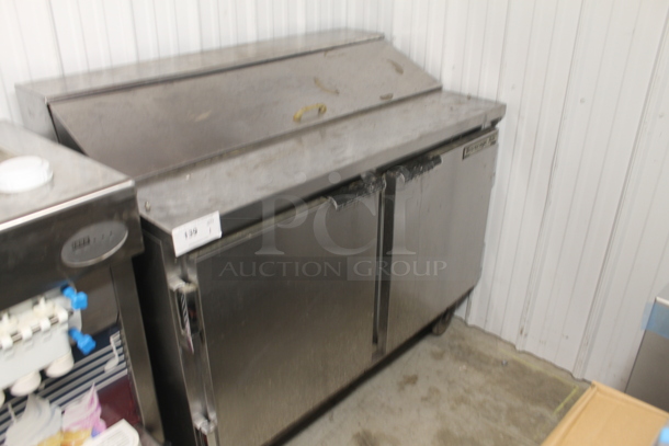 Beverage-Air SP48-12 Commercial Stainless Steel Sandwich/Salad Prep Table With 2 Door Refrigerated Base On Commercial Casters. 115V, 1 Phase. Tested and Powers On But Does Not Get Cold - Image 2 of 7