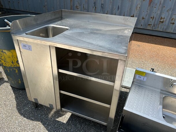 Stainless Steel Commercial Counter w/ Bay, Back and Side Splash and Under Shelves. 36x32x38. Bay 10x14x9 - Image 2 of 4