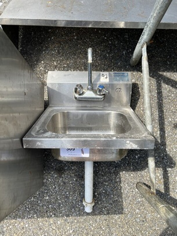 Stainless Steel Single Bay Sink w/ Faucet and Handles. 16x17x24