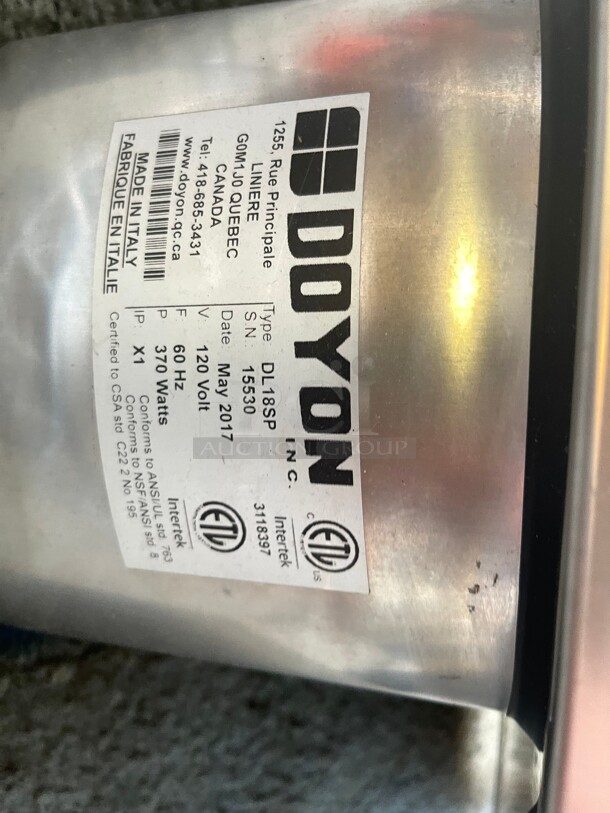 Working! Doyon DL18SP Countertop Commercial Dough Sheeter, 17 inch Maximum, 250 Pieces/Hour NSF 115 Volt Tested and Working! - Image 7 of 7