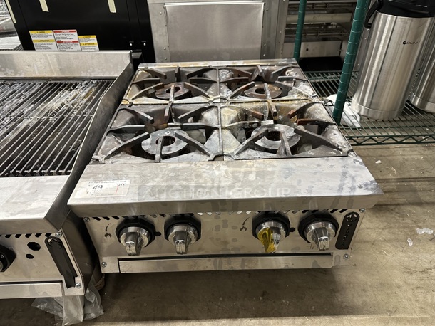 2023 Venancio O24CT-4B Stainless Steel Commercial Countertop Natural Gas Powered 4 Burner Range. 30,000 BTU. 