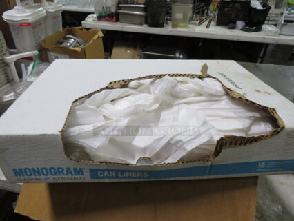 One Opened Box Of Monogram 33 Gallon Trash Bags. 