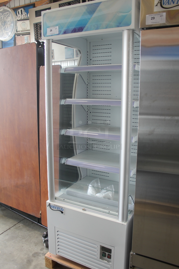 BRAND NEW SCRATCH AND DENT! Avantco 189WVAC28HC Metal Commercial Reach In Grab N Go Merchandiser w/ 4 Metal Shelves. See Pictures for Broken Glass Pane. 110-120 Volts, 1 Phase. Tested and Working! - Image 2 of 11
