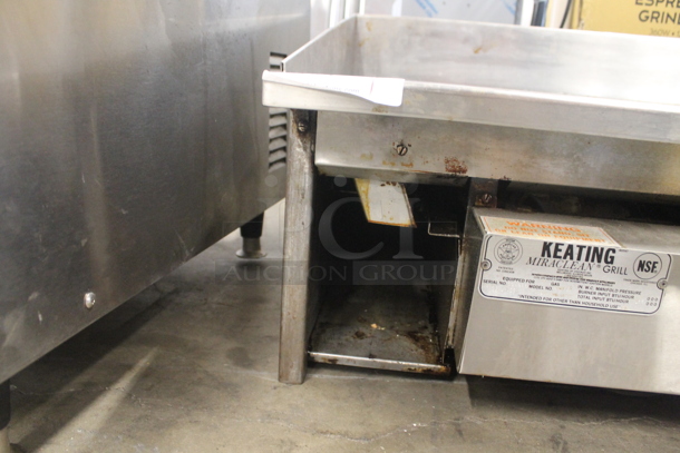 Keating Miraclean 483FLD Stainless Steel Commercial Natural Gas Powered Chrome Top Flat Top Griddle.  - Image 7 of 8