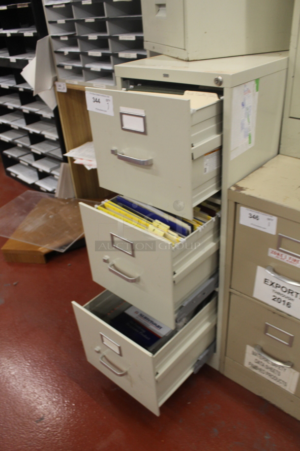 Tan Metal 3 Drawer Filing Cabinet. BUYER MUST REMOVE. - Image 4 of 4