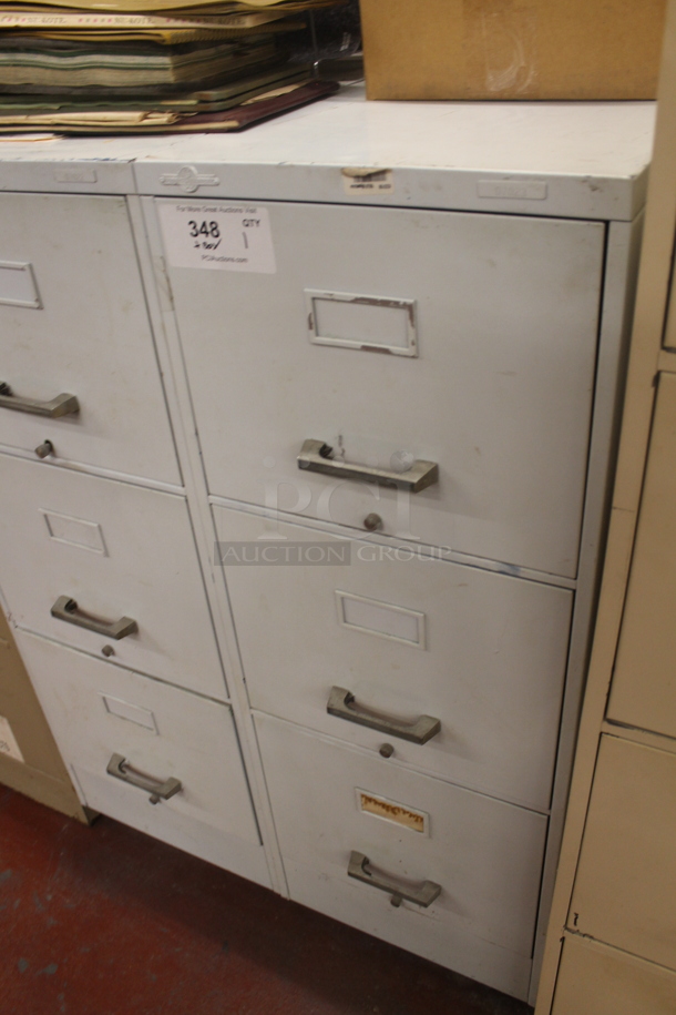 Globe Werner White Metal 3 Drawer Filing Cabinet w/ Contents. BUYER MUST REMOVE. - Image 3 of 7