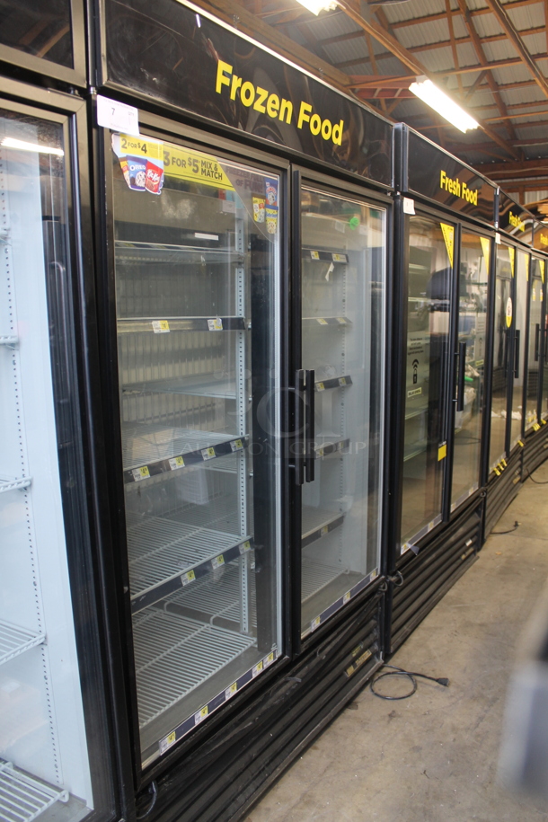 2012 True GDM-49 ENERGY STAR Metal Commercial 2 Door Reach In Cooler Merchandiser w/ Poly Coated Racks. 115/208-230 Volts, 1 Phase. Tested and Working!