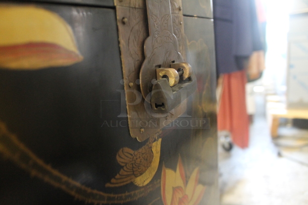 2 Black Chest w/ Lotus Flower Pattern. Units Are Locked. 2 Times Your Bid! - Image 4 of 7