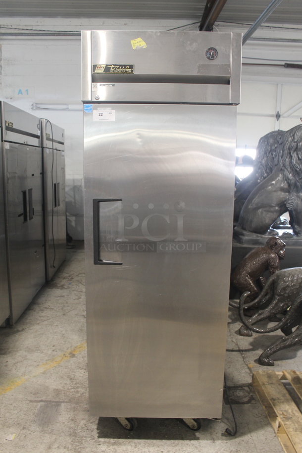 2012 True TG1R-1S ENERGY STAR Stainless Steel Single Door Reach In Freezer w/ Poly Coated Racks on Commercial Casters. 115 Volts, 1 Phase. Tested and Working! - Image 1 of 7
