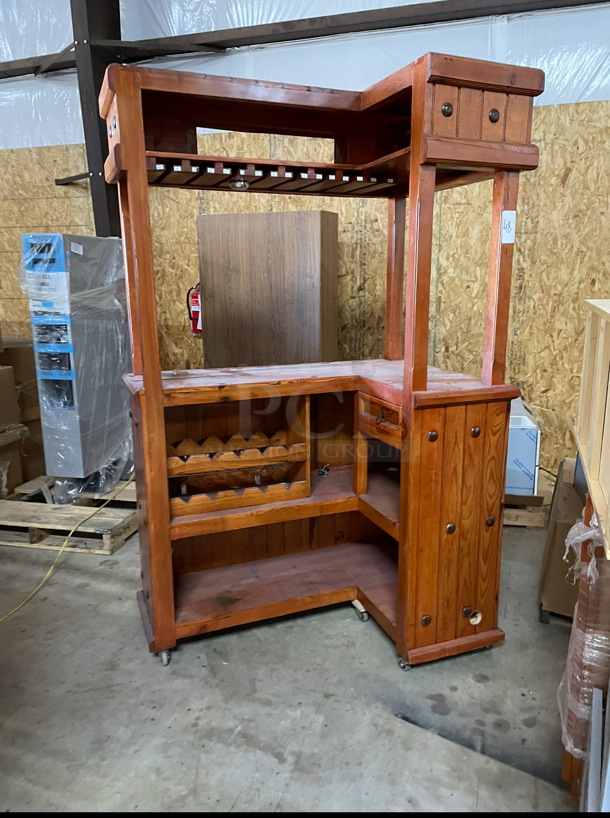 Wooden Mini Bar On Casters - Image 3 of 3