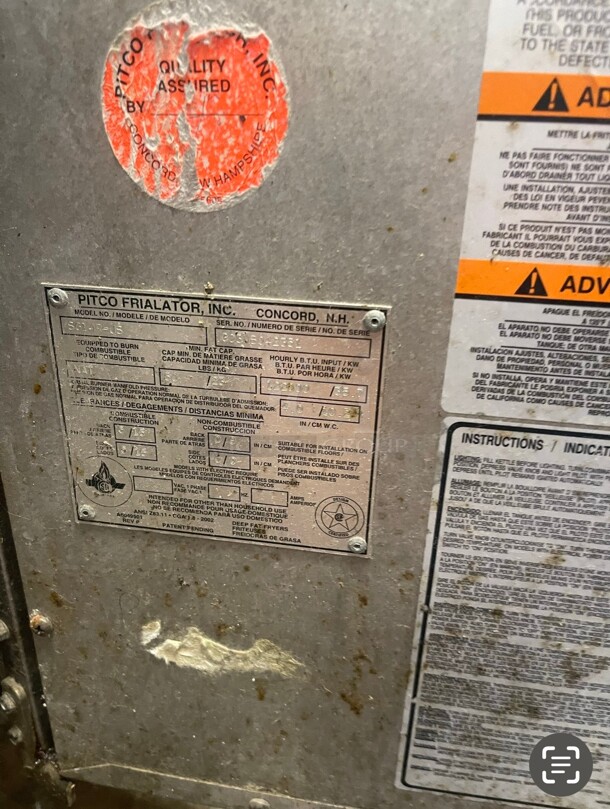 Working! Pitco SG14-S Natural Gas 40-50 lb. Stainless Steel Commercial Floor Fryer - 110,000 BTU NSF Tested and Working - Image 5 of 7