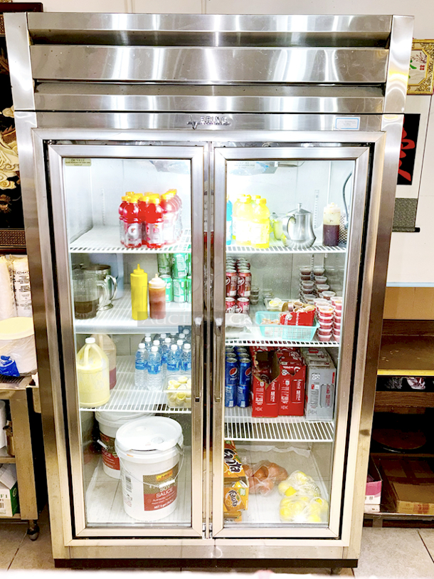 OUTSTANDING!! EAGLE REFRIGERATION MFG. INC EVTE130A Vering Double Glass Door Stainless Steel Reach-In Commercial Refrigerator - IN PERFECT WORKING ORDER!! 