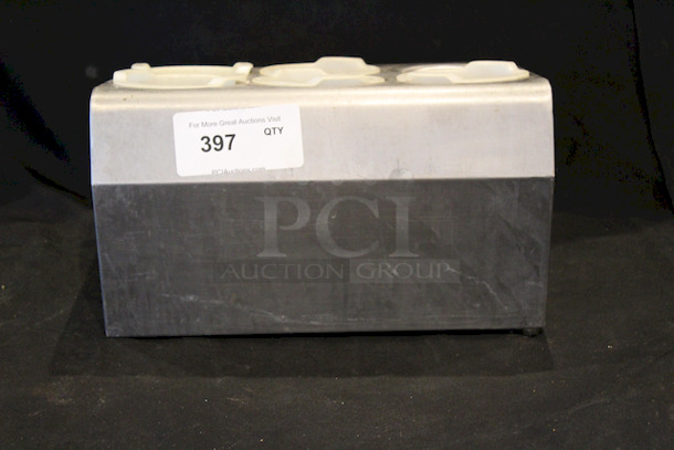 Six Hole Stainless Steel Flatware Organizer with Gray Perforated Plastic Cylinders. 
14-1/4x11-3/4x8-1/2 - Image 3 of 5
