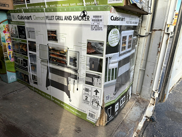 NEW! IN THE BOX! Cuisinart® CGWM-080 Clermont Pellet Grill and Smoker. 8-in-1 COOKING CAPABILITIES: Large 1400 sq.in. off cooking space with an integrated Sear Zone expands your cooking capabilities; Smoke, BBQ, Grill, Roast, Sear, Braise, Bake, and Char-Grill. - Image 2 of 12