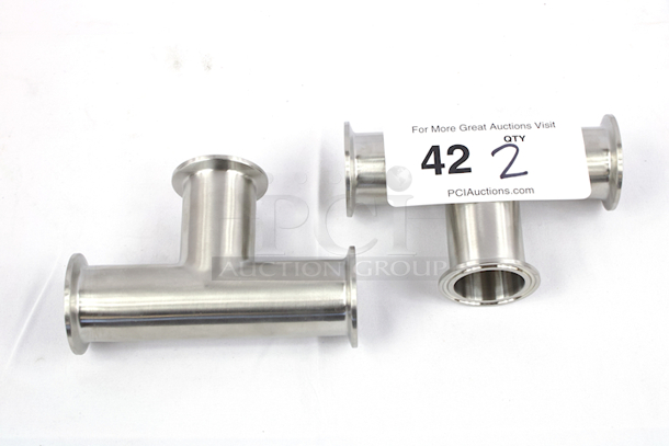 NEW/NEVER USED Glacier Tanks 304 Stainless Steel  1-1/2" Tri-Clamp Connection  Long Tee 3.742” x 1.984”x5”. 2x Your Bid - Image 1 of 4