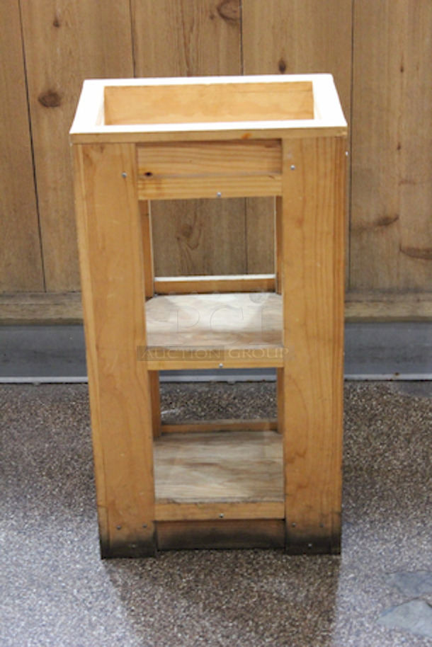BEAUTIFUL! Wood Merchandisers. 
(2): 33-1/2x13-1/2x33-1/2
(1): 17-1/2x13x33-1/2
3x Your Bid - Image 2 of 10