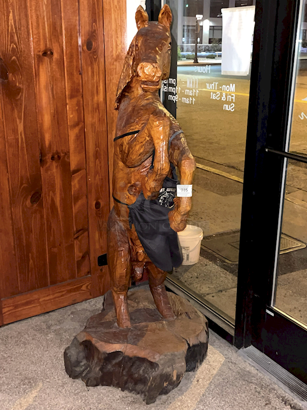 OUTSTANDING! Hand Carved Horse, Wood, Title: "Stud" By Artist: Dave Clarke.  - Image 2 of 9
