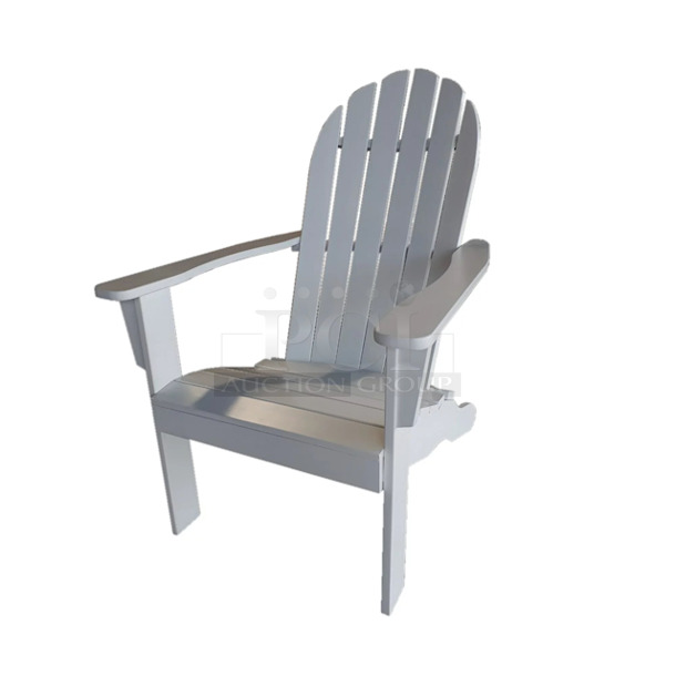 LOUNGE!! Mainstays Wood Outdoor Adirondack Chair, White Color - Image 4 of 9
