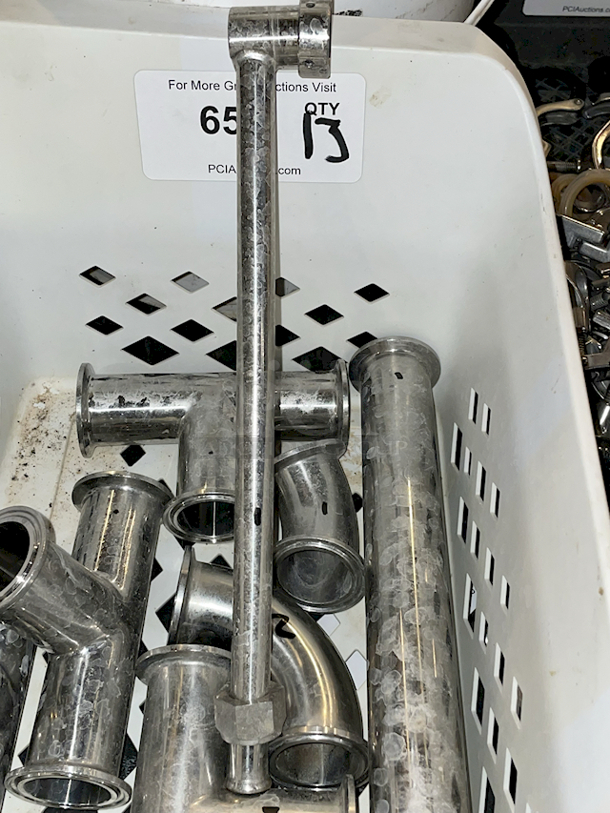 SWEET LOT OF Tri-Clamp Fittings: 8 – T Fittings, 2 – 90* Fittings, (1) Elbow, (1) Long Straight Fitting, 1 – Straight Pipe With 90 & Hex Nuts. 13x Your Bid - Image 6 of 6