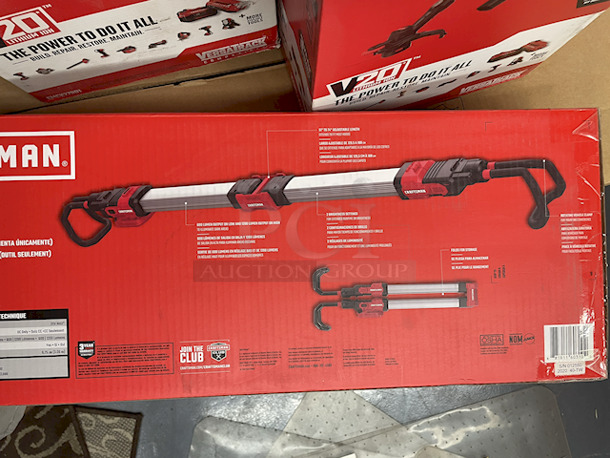 All New, All Craftsman – [1] CRAFTSMAN 2000 Series 37-in W x 24.5-in H 4-Drawer Steel Tool Chest (Red), [1] CMCL090B V20 Lithium-Ion LED Automotive Hood Light, [1] CRAFTSMAN V20 Brushless 2-Piece 20-Volt Max Cordless Power Equipment Combo Kit – 13” Weed Wacker, String Trimmer & Blower Combo Kit (With Battery & Charger), [3] Craftsman CMCK279D1 V20 Brushless Lithium-Ion 10” Cordless Weedwhacker, String Trimmer and, Blower Combo Kit (With Battery & Charger). 6x Your Bid - Image 5 of 12