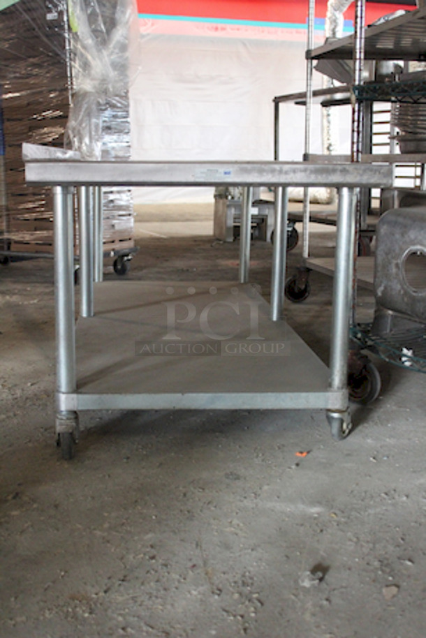 DO NOT PASS ON THIS!! Allstrong WT-3072-C  (1) Shelf Work Table Stainless Steel Top With 2" Flanged On All Edges. Standard Under-Shelf - Stainless Steel With 1-1/2" Flanged Edges.30"	72"	35" - Image 8 of 9