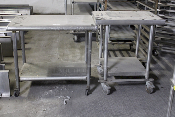 POCKET ACES! (2) Equipment Stands On Commercial Casters, Stainless Steel. (1) 24x38x33-1/2, (1) 30x24x35. 2x Your Bid