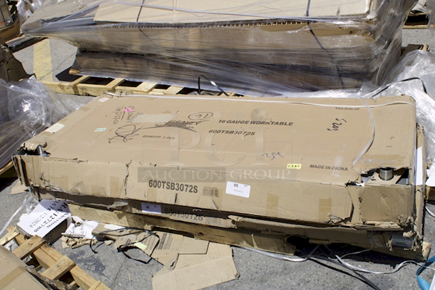 BRAND NEW SCRATCH & DENT! IN THE BOX!! Regency 30" x 72" 16-Gauge Stainless Steel Commercial Work Table with 4" Backsplash and Undershelf. IN THE BOX!! 
 - Image 2 of 2