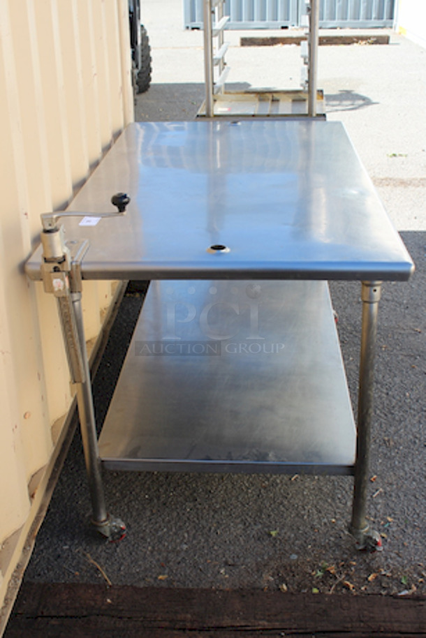 Stainless Steel Table With Undershelf and Can Opener (Welds On Undershelf Are Damaged) 72x39x39 - Image 6 of 10