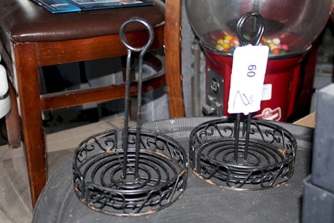 American Metalcraft WBCC6 Black Round Wrought Iron Scroll Design Condiment Caddy - 6 1/4" x 9". 2x Your Bid