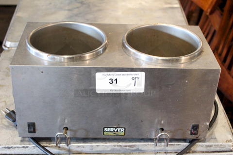 NICE! Server 80360 Base Only for Twin FS-4, (2) Separate Thermostatically Controlled Wells, Accepts (2) 6-1/2" Insets, Stainless Steel Construction, 120v, 1000w 
17x8-1/2x8