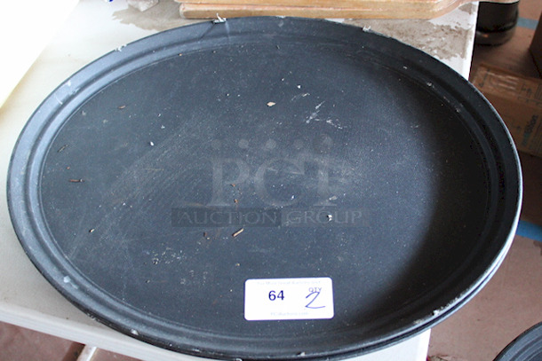 NICE! 31" x 23" Black Oval Fiberglass Non-Skid Serving Trays. 2x Your Bid - Image 2 of 3