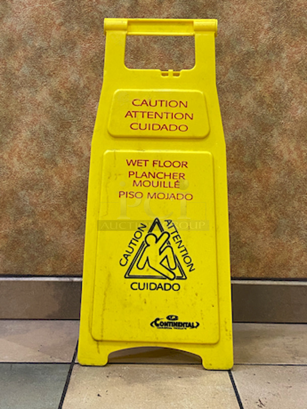 NICE! Continental 21500560 Wet Floor “Caution” Sign 26″ Yellow. - Image 2 of 3