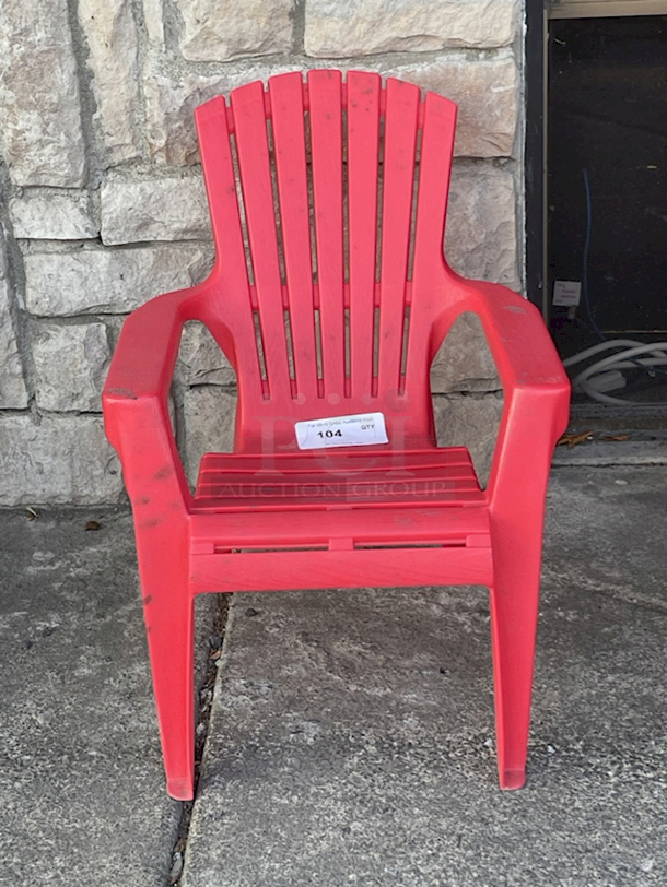SWEET! Adams RealComfort Adirondack Kid's Chair, Cherry Red, Polypropylene Frame. *Adult Chair For Comparison.  18-1/4x23x23-3/4 - Image 2 of 4