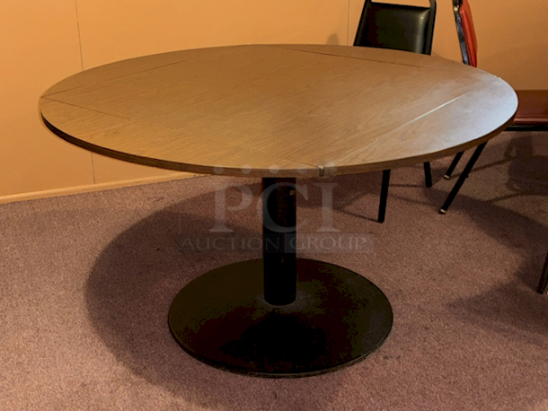 AMAZING! 36" Square to 51" Round Locking Drop Leaf Tabletop With Walnut Finish and Heavy Duty Weighted Base 36"/51" x 29" - Image 5 of 5